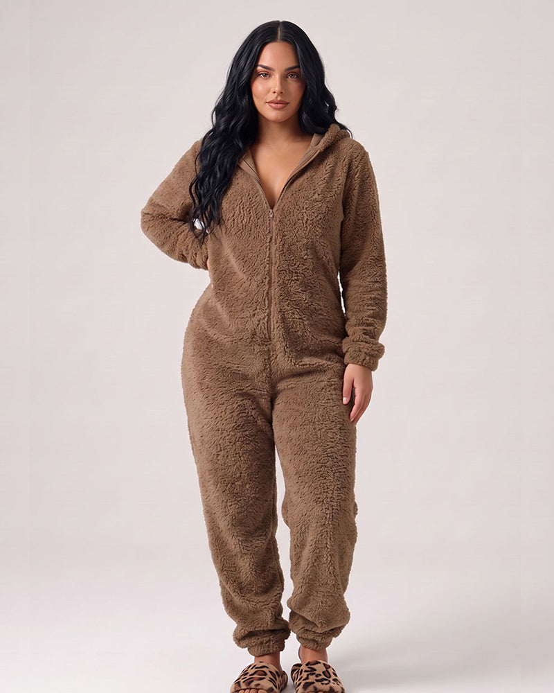 Curvvvy™ Cozy Cloud Fluffy Hooded Onesie Jumpsuit