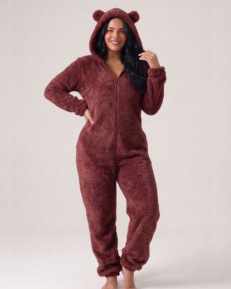 Curvvvy™ Cozy Cloud Fluffy Hooded Onesie Jumpsuit