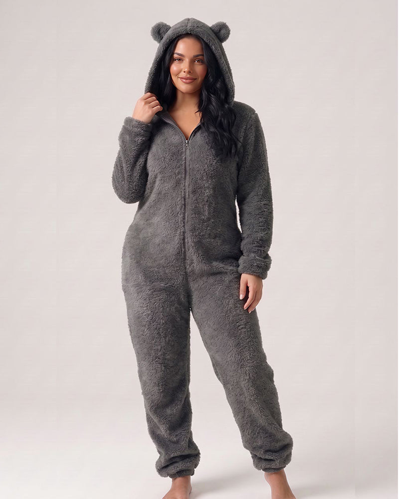 Curvvvy™ Cozy Cloud Fluffy Hooded Onesie Jumpsuit