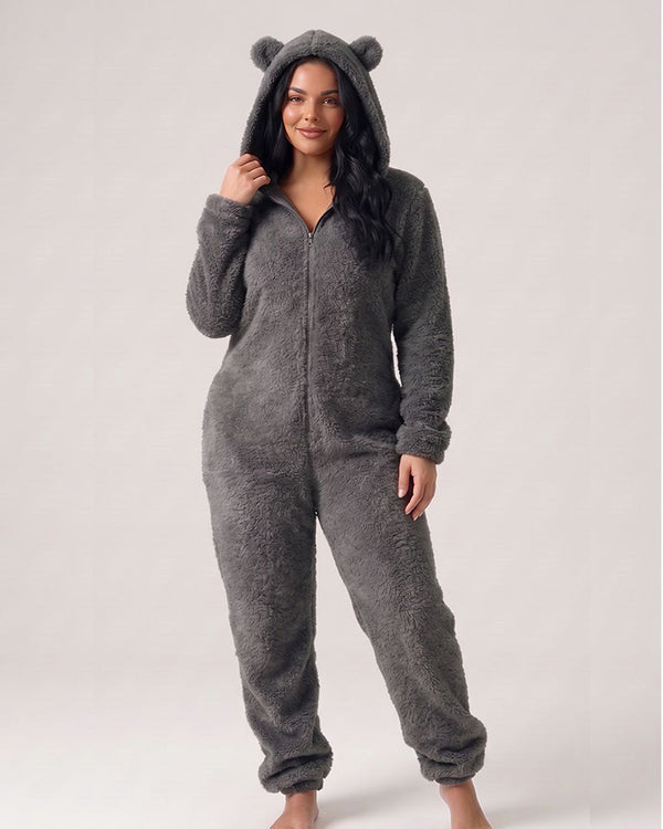 Curvvvy™ Cozy Cloud Fluffy Hooded Onesie Jumpsuit