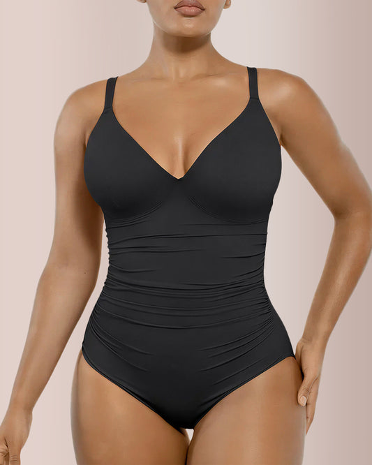 Curvvvy® Back Drawstring V-Neck One-Piece Swimwear