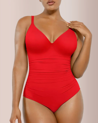 Curvvvy® Back Drawstring V-Neck One-Piece Swimwear