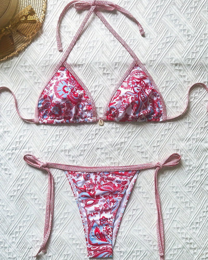 Curvvvy™ Blue Gradient Print String Bikini Swimwear