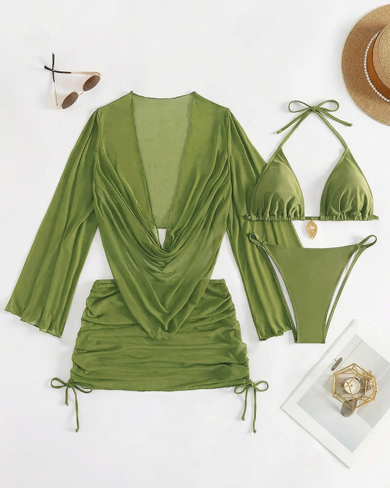 Curvvvy® Sheer Mesh Bikini Four-Piece Set