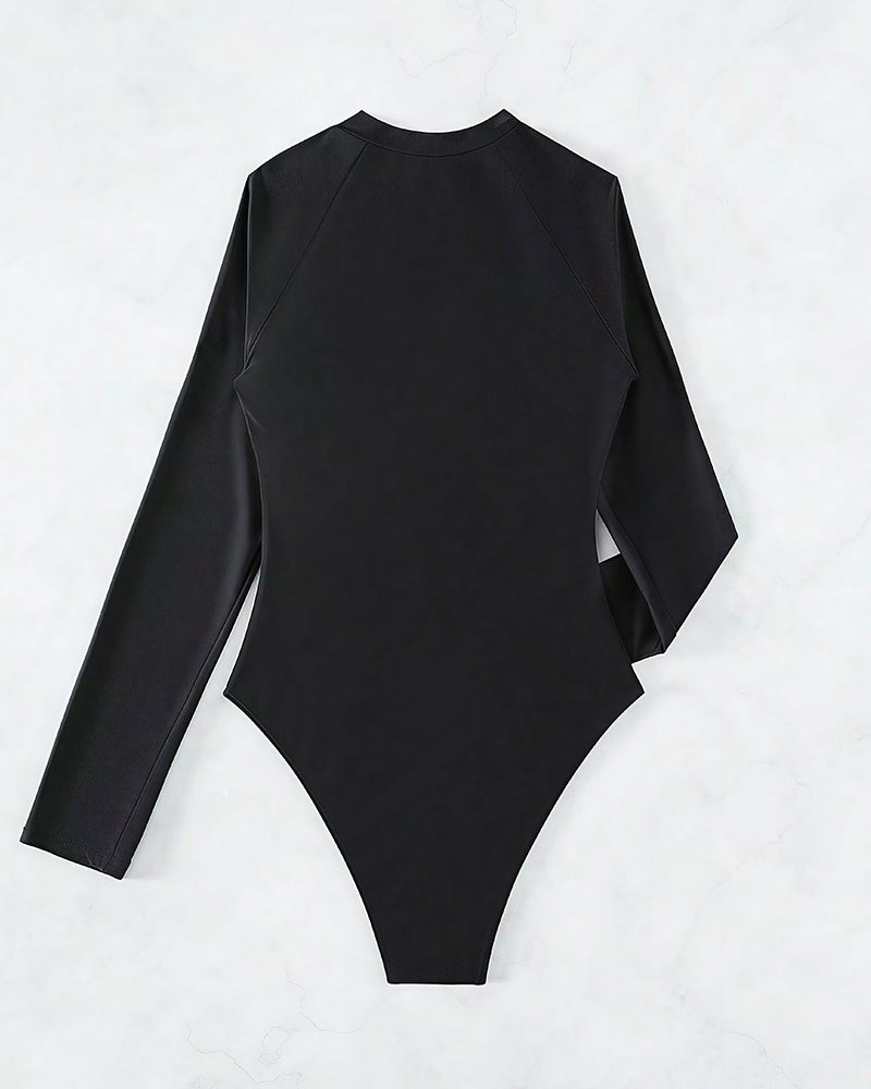 Curvvvy™ Long Sleeve One-Piece Rash Guard Swimsuit