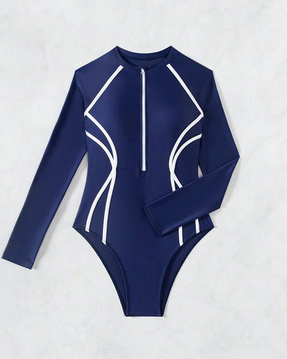 Curvvvy™ Long Sleeve One-Piece Rash Guard Swimsuit