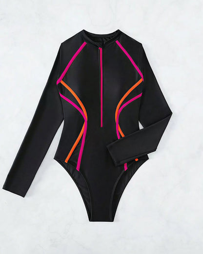 Curvvvy™ Long Sleeve One-Piece Rash Guard Swimsuit