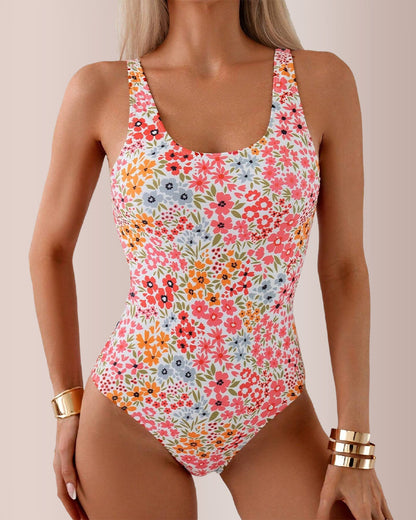 Curvvvy®  Retro Bloom Backless High-Cut One-Piece Swimsuit
