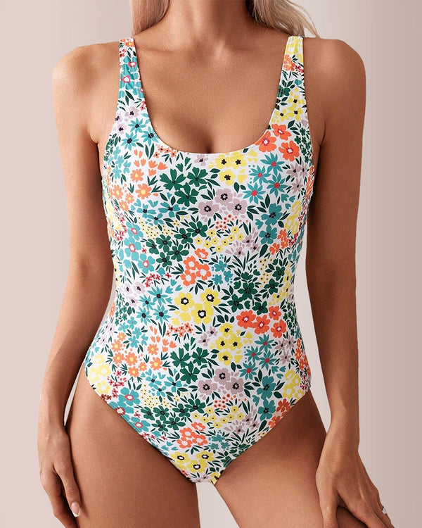 Curvvvy®  Retro Bloom Backless High-Cut One-Piece Swimsuit