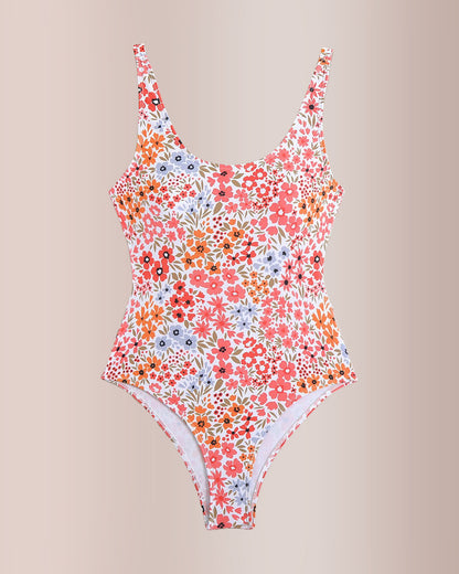 Curvvvy®  Retro Bloom Backless High-Cut One-Piece Swimsuit