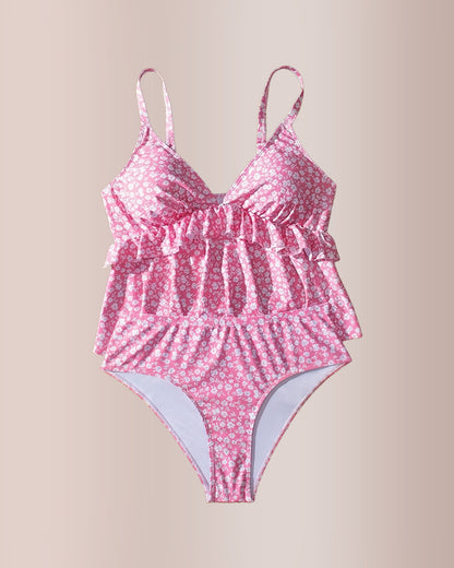 Curvvvy®  Plus Size Floral Peplum Tankini Set