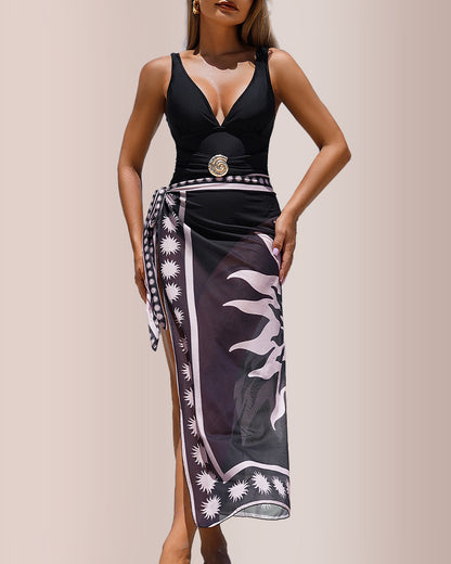Curvvvy® Sun-Kissed Glamour 2-Piece Swimsuit & Boho Sarong Set