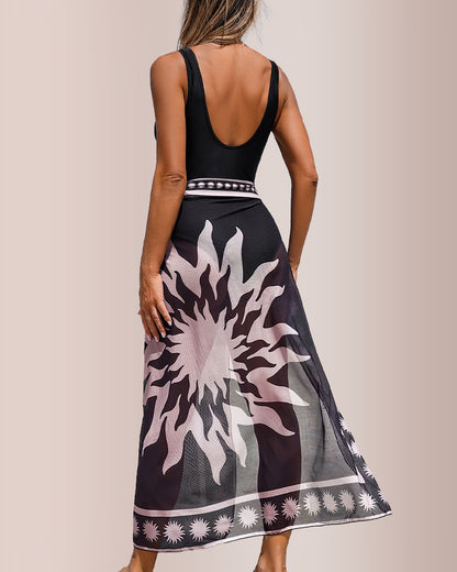 Curvvvy® Sun-Kissed Glamour 2-Piece Swimsuit & Boho Sarong Set