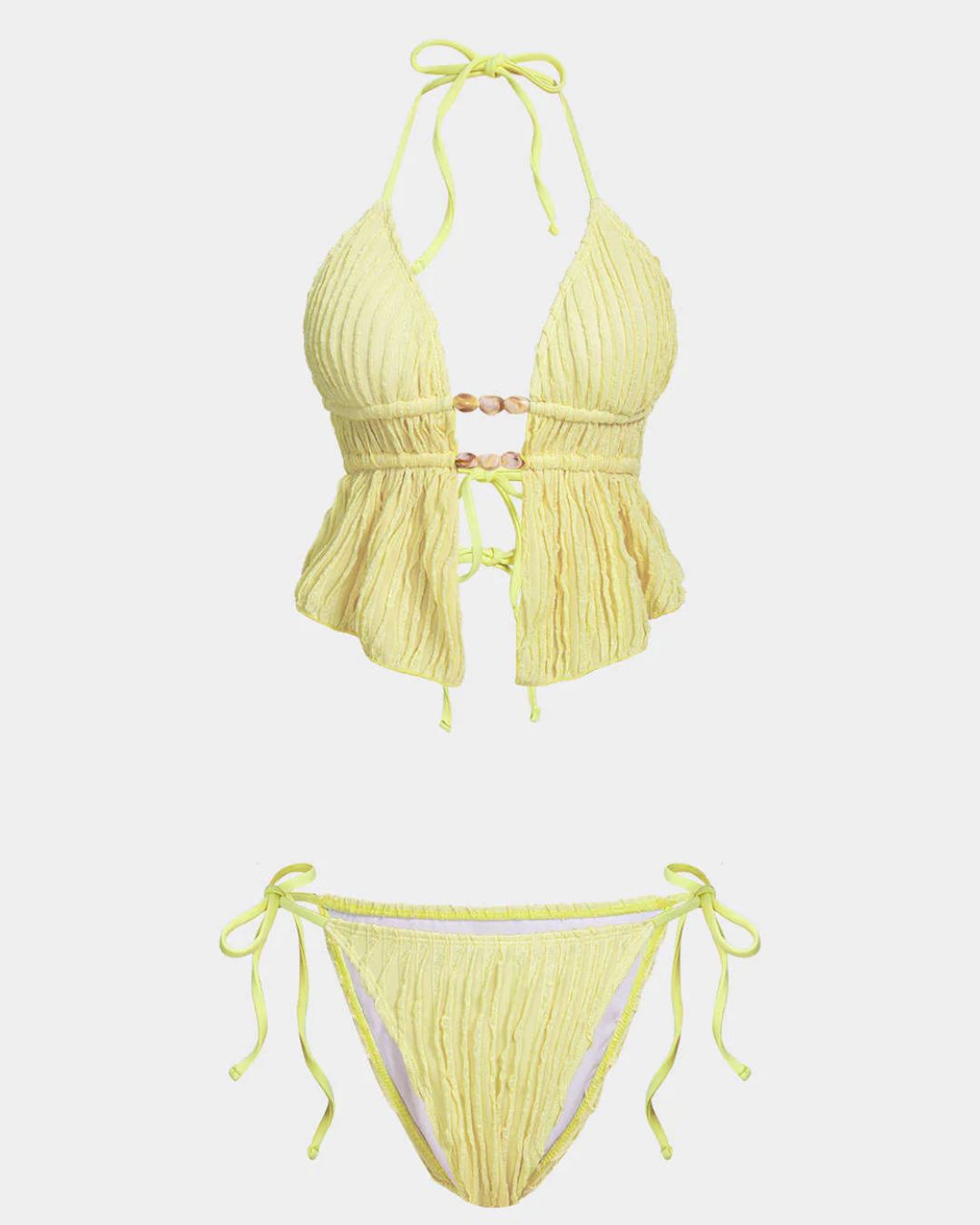 Curvvvy® Girly Jacquard Halter 2 Piece Bikini Set