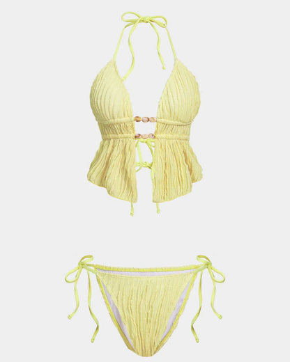 Curvvvy® Girly Jacquard Halter 2 Piece Bikini Set