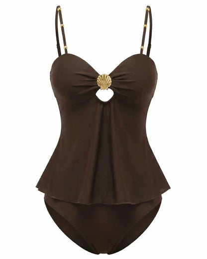 Curvvvy® Tummy Control Two Piece Elegant Backless Ruffle Bikini