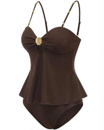 Curvvvy® Tummy Control Two Piece Elegant Backless Ruffle Bikini