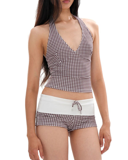 Curvvvy® Check Pattern Bikini Top & Bottom Set