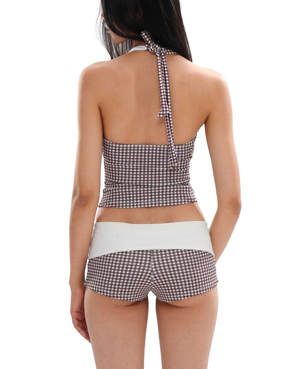 Curvvvy® Check Pattern Bikini Top & Bottom Set