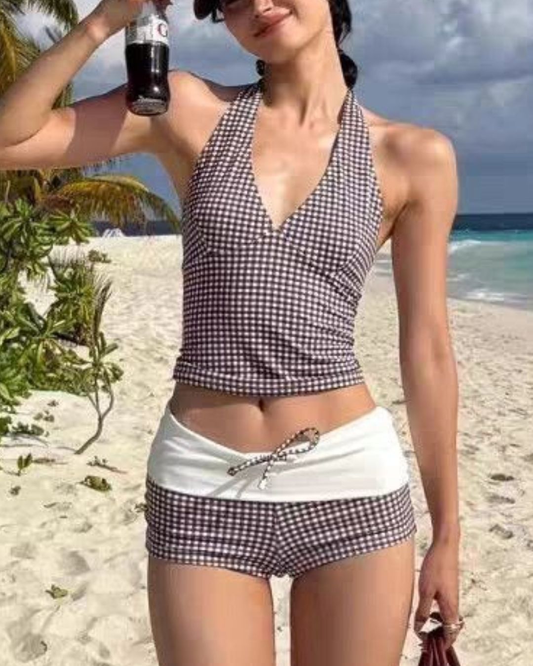 Curvvvy® Check Pattern Bikini Top & Bottom Set