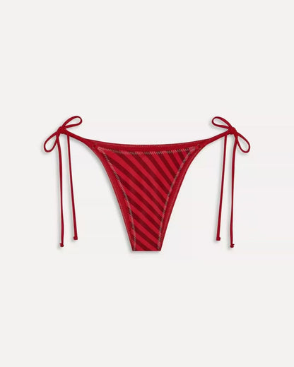 Curvvvy™ Red Contrast Stripe Bikini Set