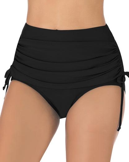 Curvvvy™ High-Waisted Adjustable Ruched Swim Bottoms