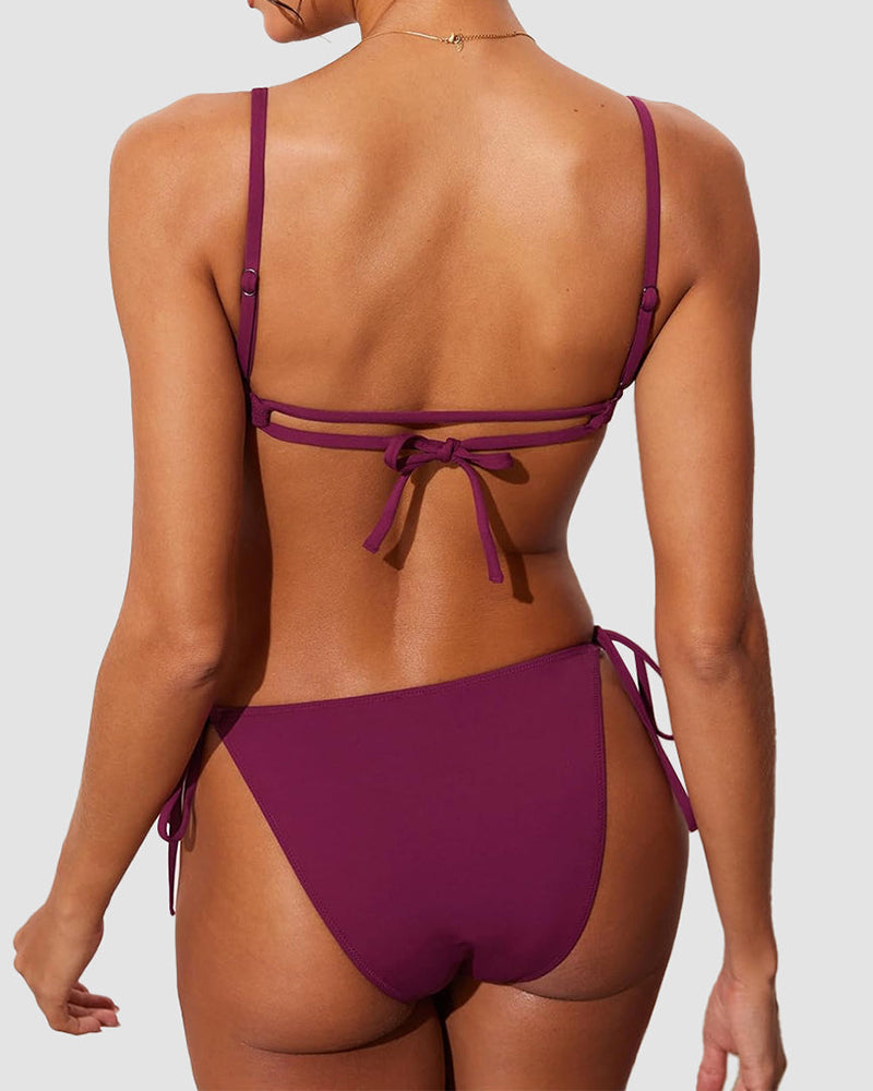 Curvvvy™ Cutout Side Drawstring High-Cut One-Piece Swimsuit