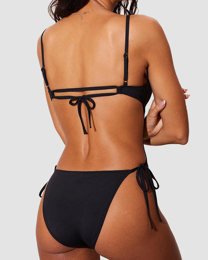 Curvvvy™ Cutout Side Drawstring High-Cut One-Piece Swimsuit