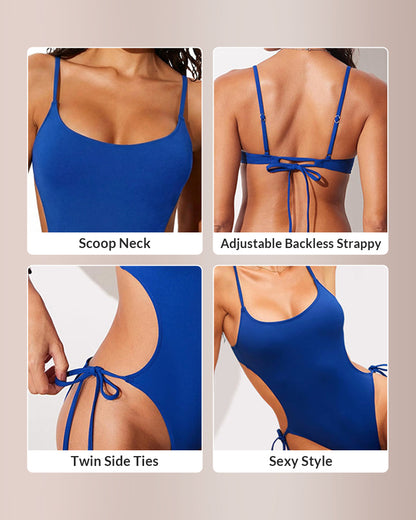 Curvvvy™ Cutout Side Drawstring High-Cut One-Piece Swimsuit