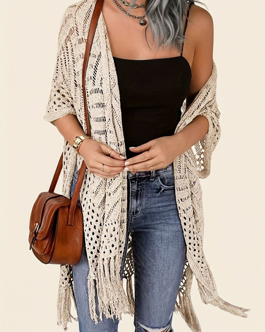 Curvvvy™ Fringe Knit Bikini Cover-Up