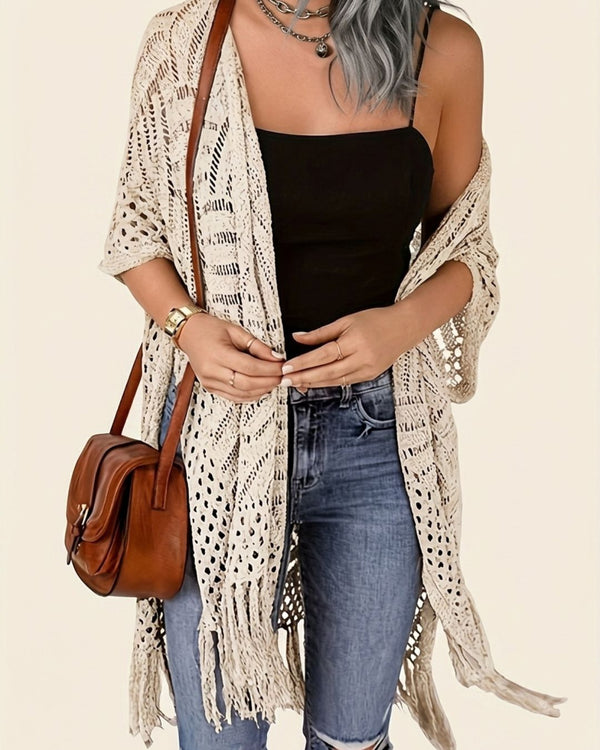 Curvvvy™ Fringe Knit Bikini Cover-Up