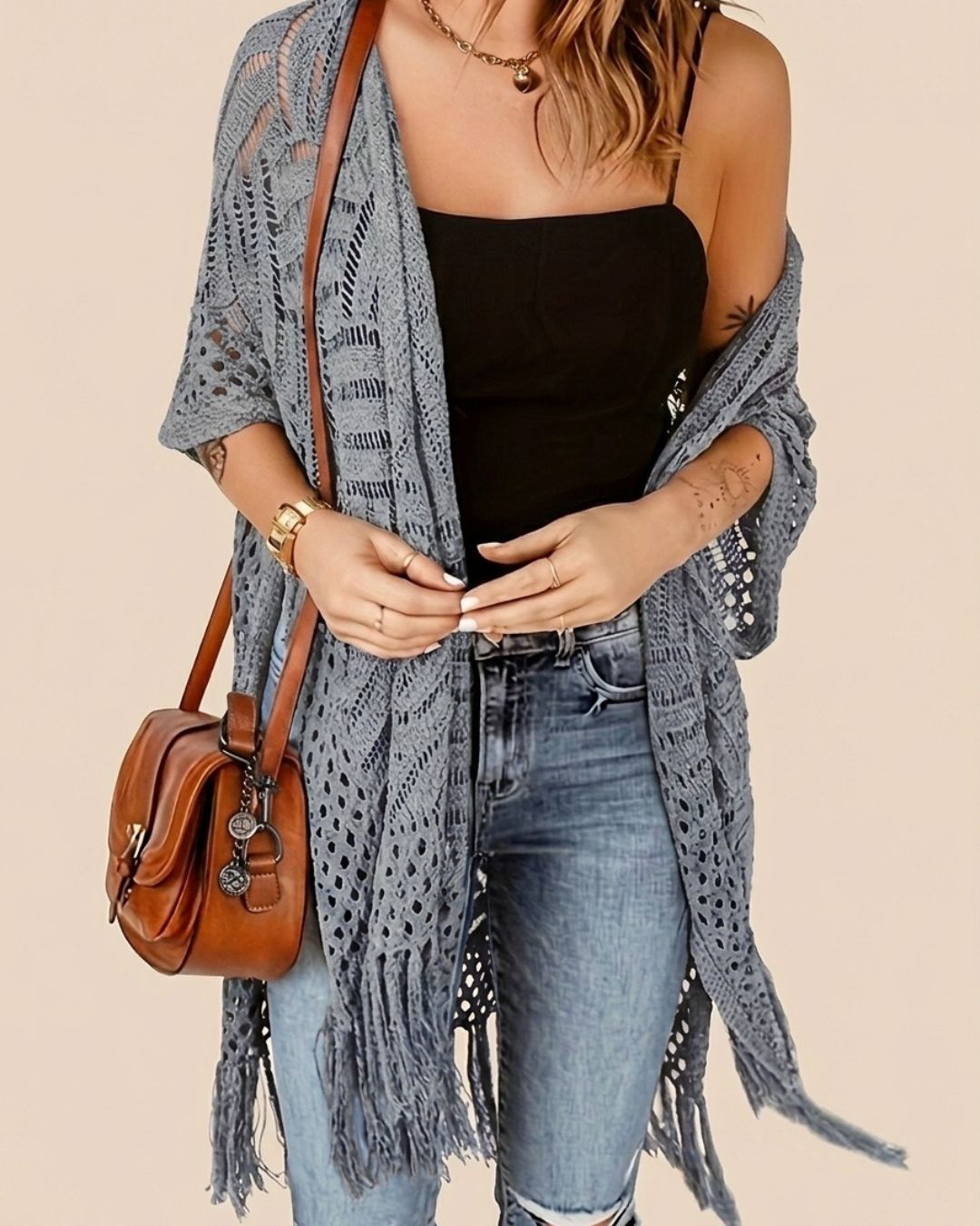 Curvvvy™ Fringe Knit Bikini Cover-Up