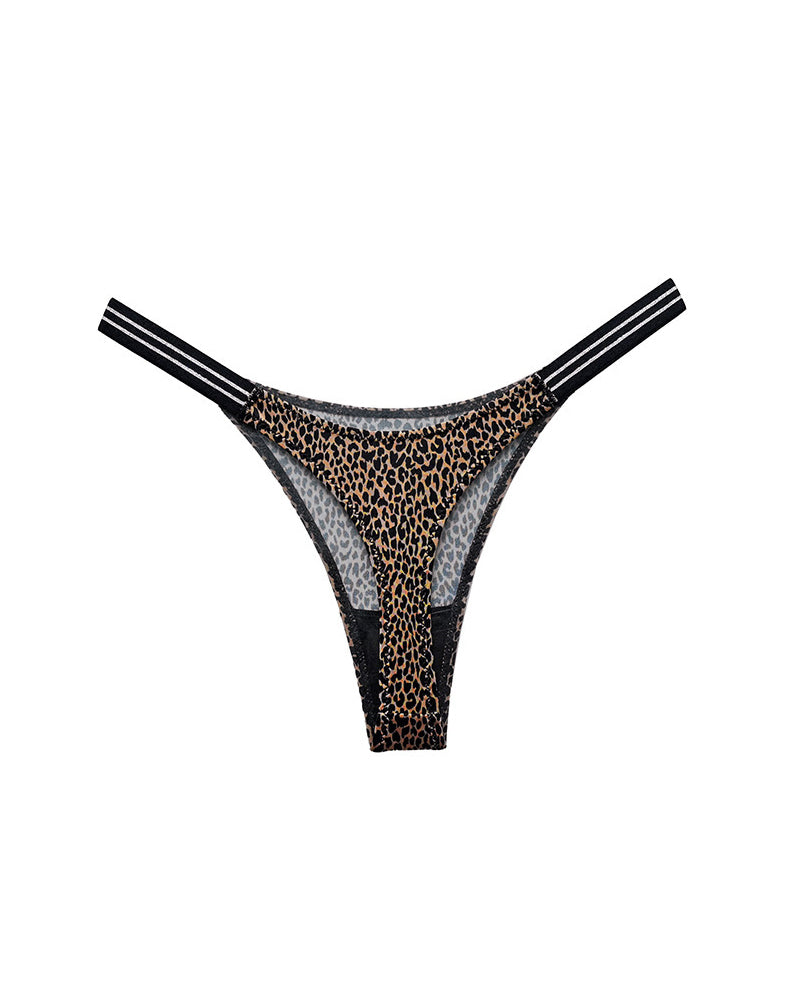Curvvvy™ SparkleGlam – Tanga bikini sin costuras con estampado de leopardo