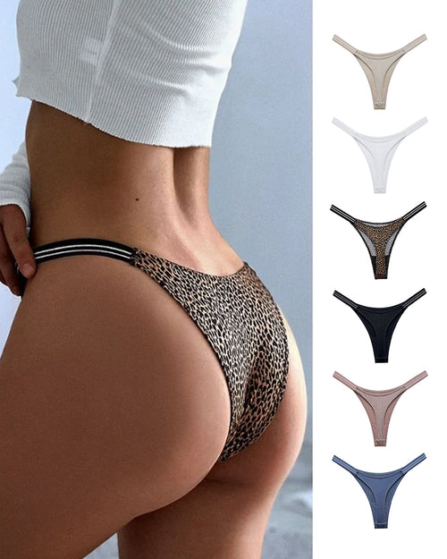 Curvvvy™ SparkleGlam – Tanga bikini sin costuras con estampado de leopardo