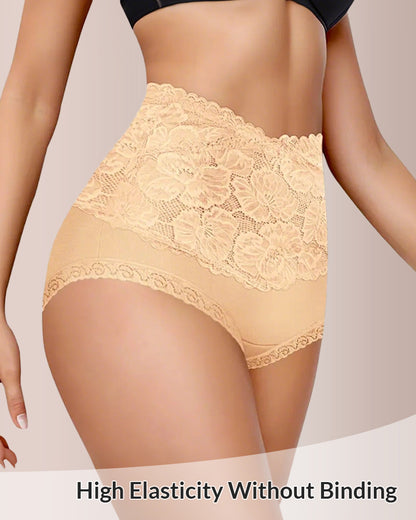 Curvvvy® High-Waisted Tummy-Control Pure Cotton Lace Panties