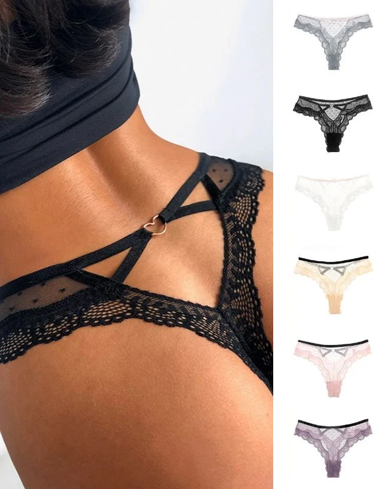 Curvvvy® Sheer Heart Mesh Lace Thong