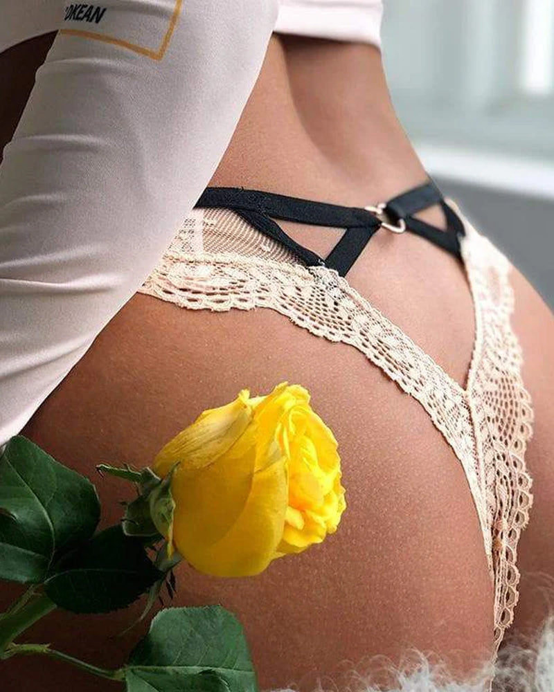 Curvvvy® Sheer Heart Mesh Lace Thong