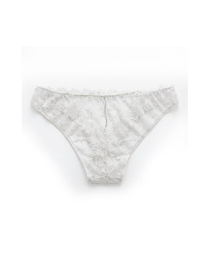 Curvvvy® Low-Rise Rhinestone Chain Sheer Floral Lace Thong Panties