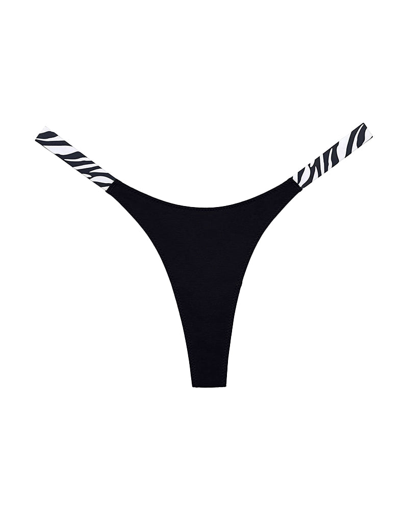 Curvvvy® High-Cut Cotton Thong with Animal Print Straps