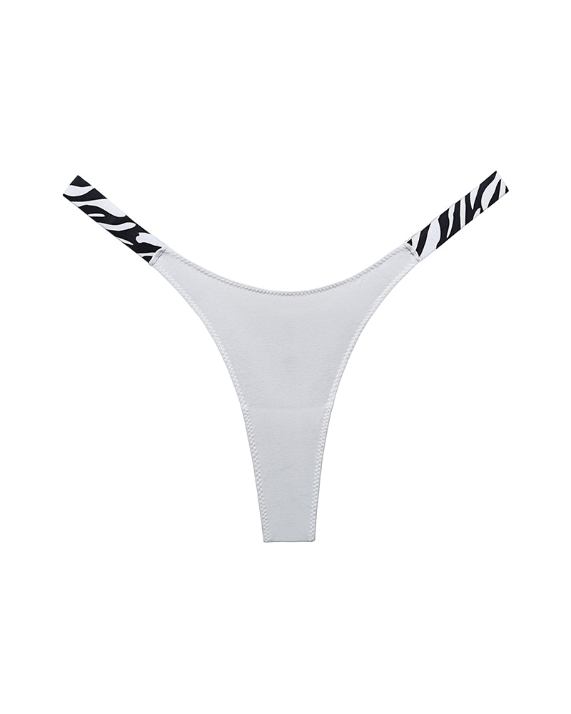 Curvvvy® High-Cut Cotton Thong with Animal Print Straps