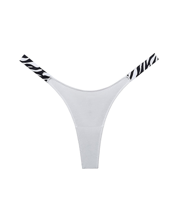 Curvvvy® High-Cut Cotton Thong with Animal Print Straps