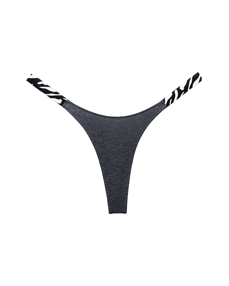 Curvvvy® High-Cut Cotton Thong with Animal Print Straps