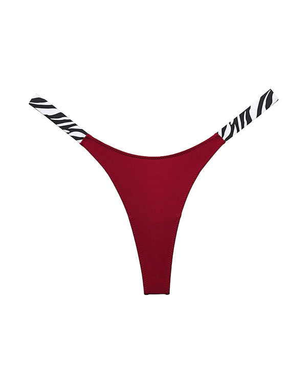 Curvvvy® High-Cut Cotton Thong with Animal Print Straps