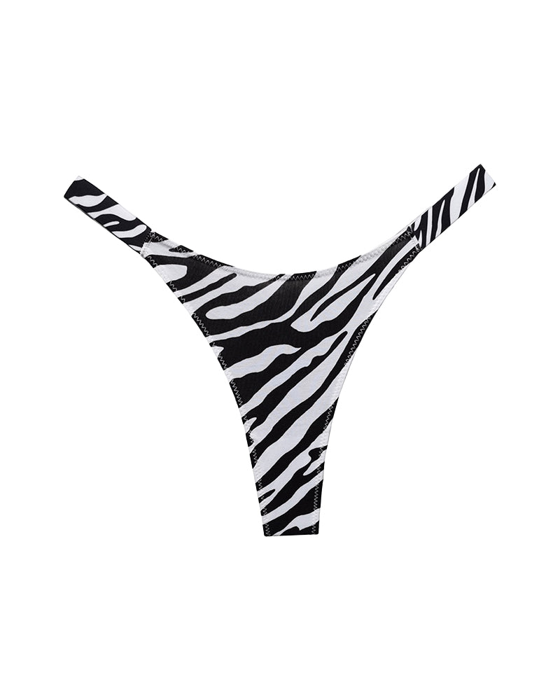 Curvvvy® High-Cut Cotton Thong with Animal Print Straps