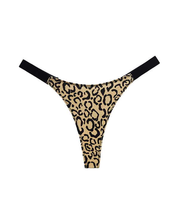 Curvvvy® High-Cut Cotton Thong with Animal Print Straps