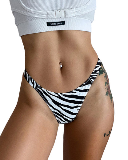 Curvvvy® High-Cut Cotton Thong with Animal Print Straps