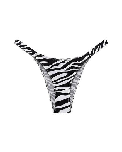 Curvvvy® Pure Cotton V-Cut High Leg Thong with Zebra Print Straps