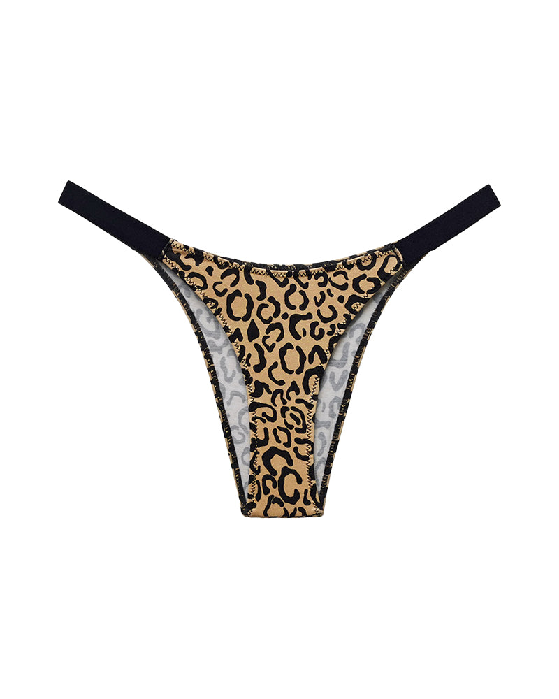 Curvvvy® Pure Cotton V-Cut High Leg Thong with Zebra Print Straps