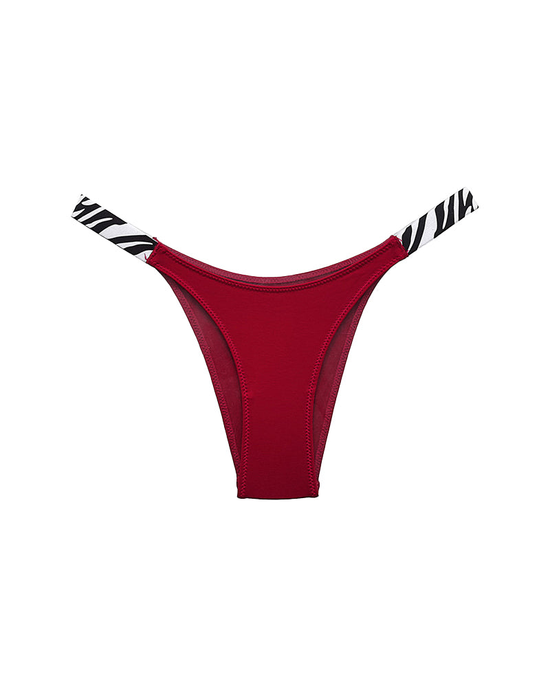 Curvvvy® Pure Cotton V-Cut High Leg Thong with Zebra Print Straps