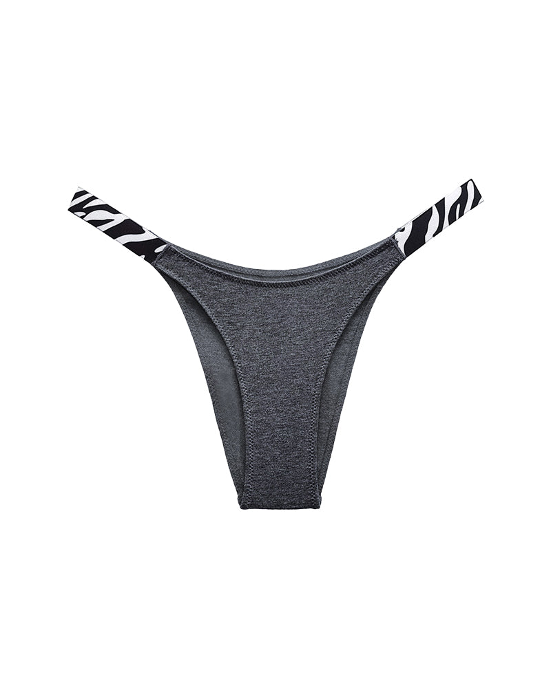Curvvvy® Pure Cotton V-Cut High Leg Thong with Zebra Print Straps